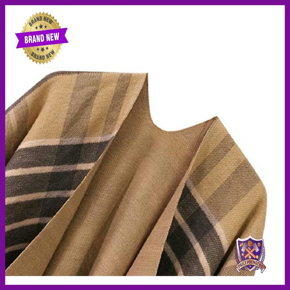 Oversized Winter Poncho Cape Shawl Wrap Cardigan Coat Tassel Hem - Picture 5 of 8